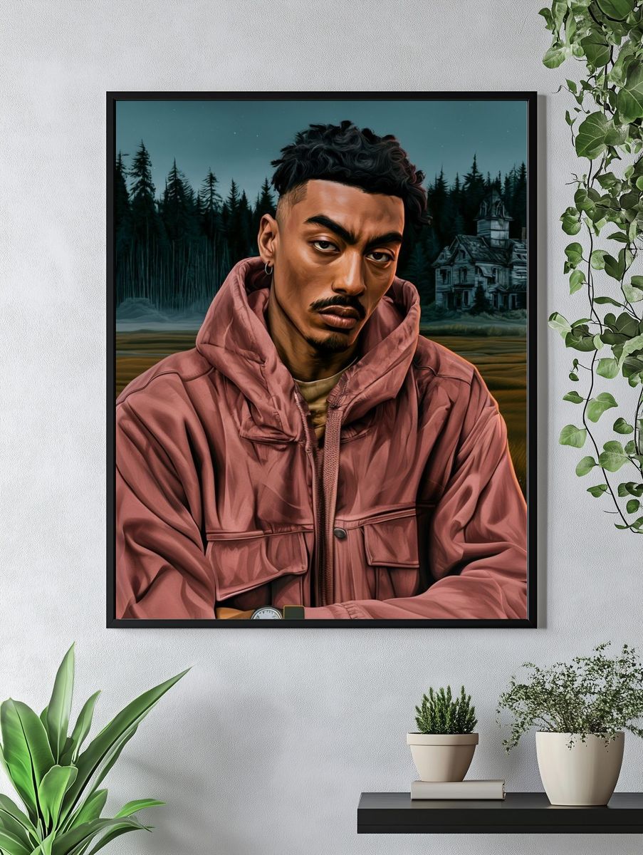 Moody Portrait in the Pines Poster. — room view 4