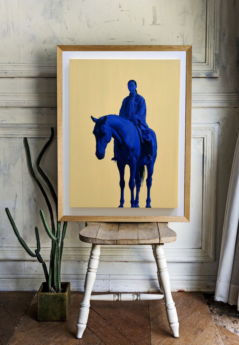 Blue Rider Contemporary Print. room preview