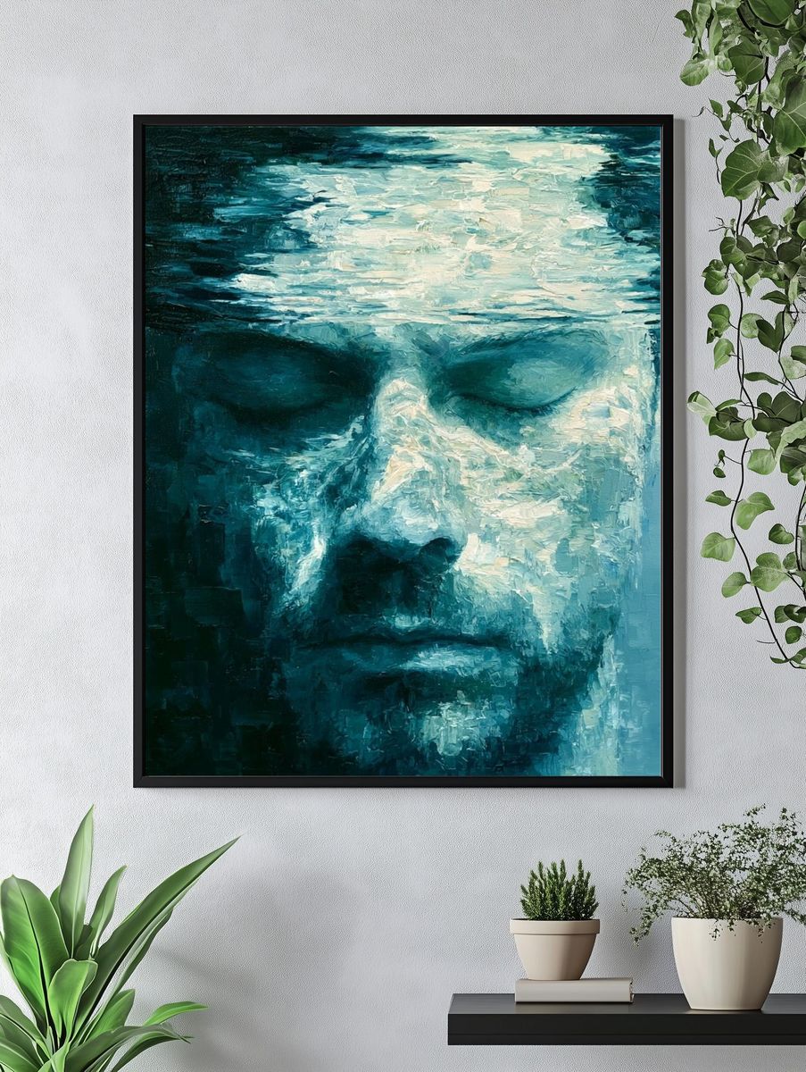 Submerged Face Oil Painting Poster. — room view 4