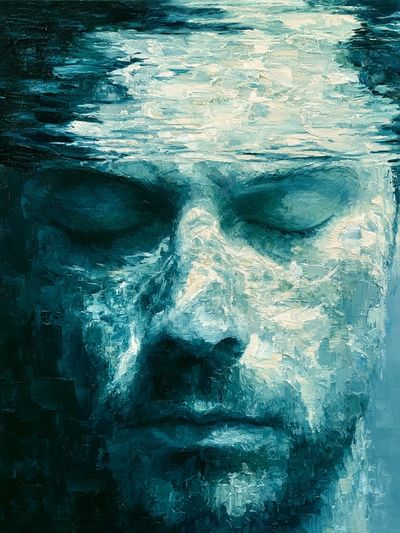 Submerged Face Oil Painting Poster.