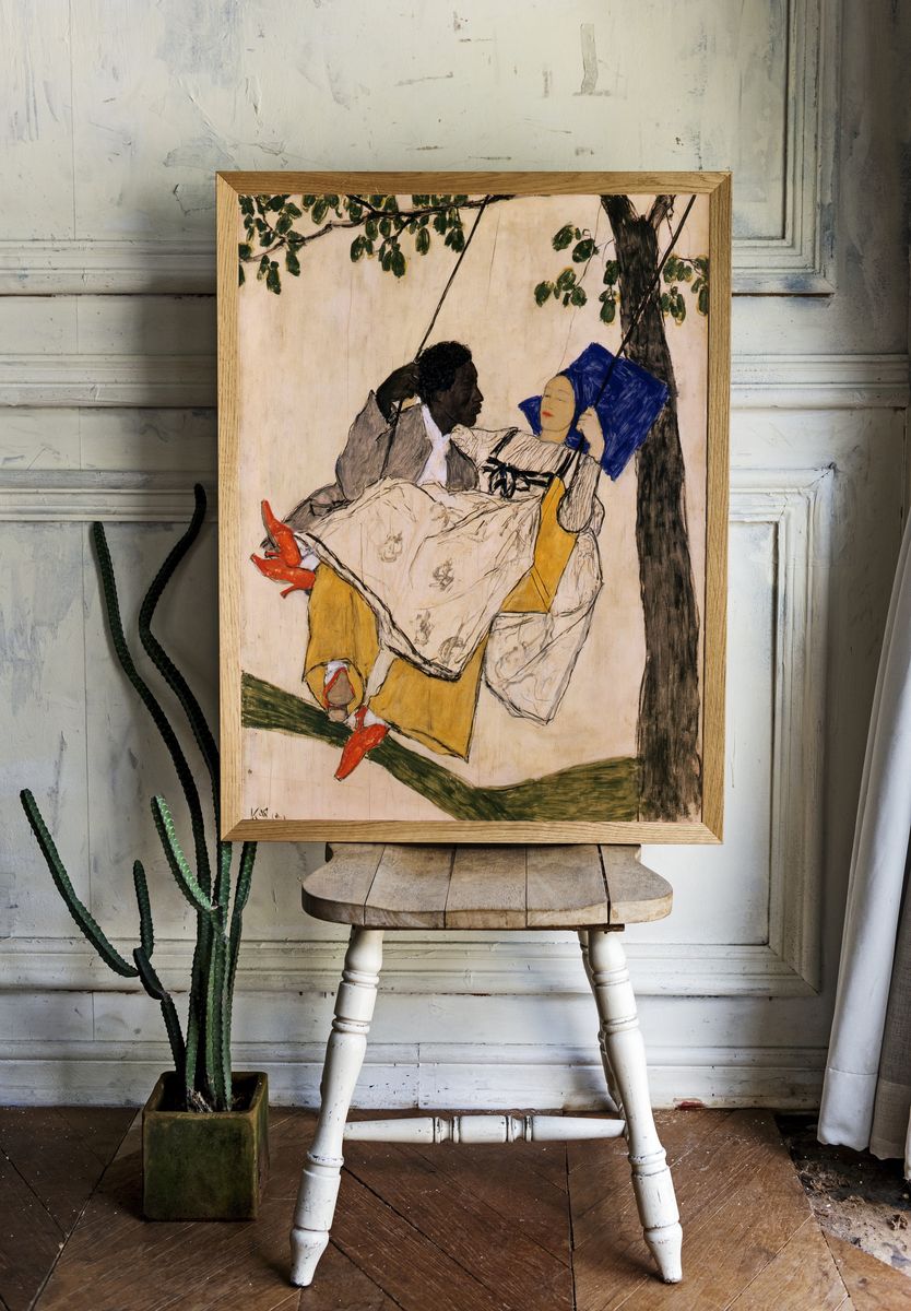 Couple on Swing Fine-Art Poster. room preview