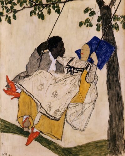 Couple on Swing Fine-Art Poster. poster