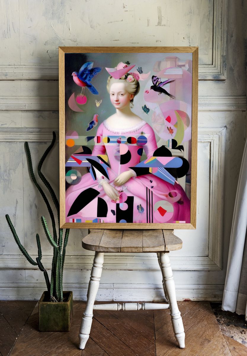 Pink Rococo Collage Poster. room preview