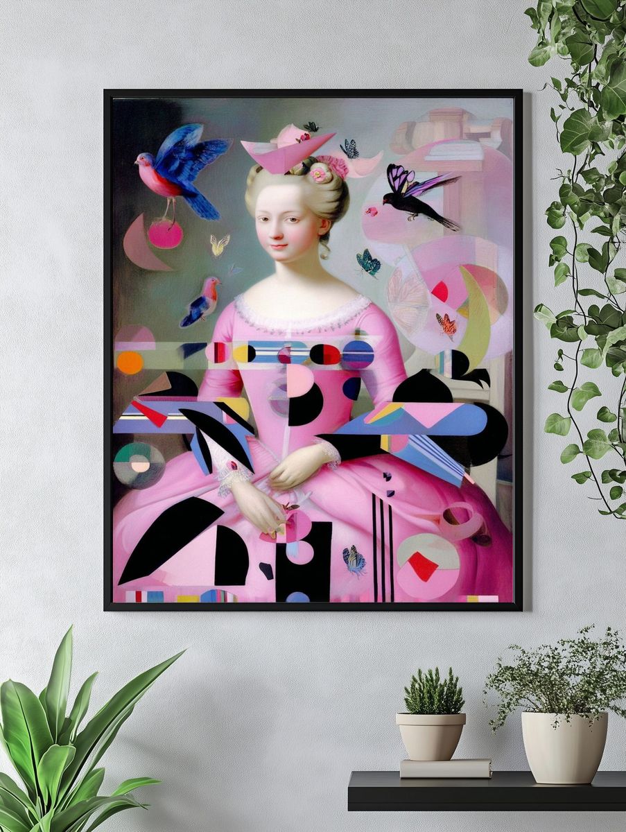 Pink Rococo Collage Poster. — room view 4