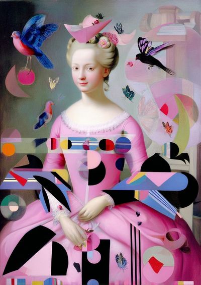 Pink Rococo Collage Poster. poster