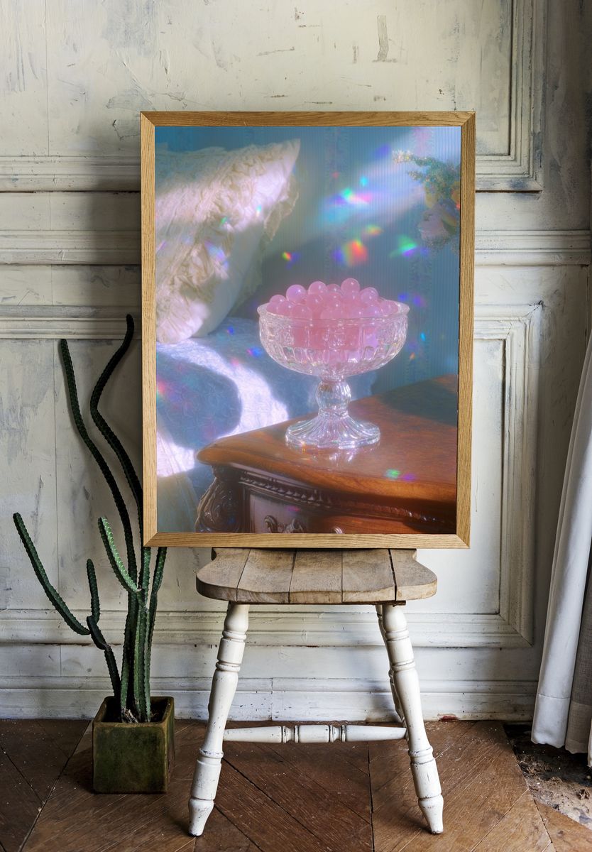 Pastel Crystal Bowl Still Life Poster. room preview