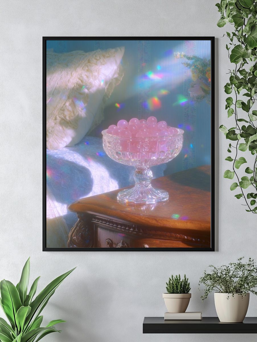 Pastel Crystal Bowl Still Life Poster. — room view 4