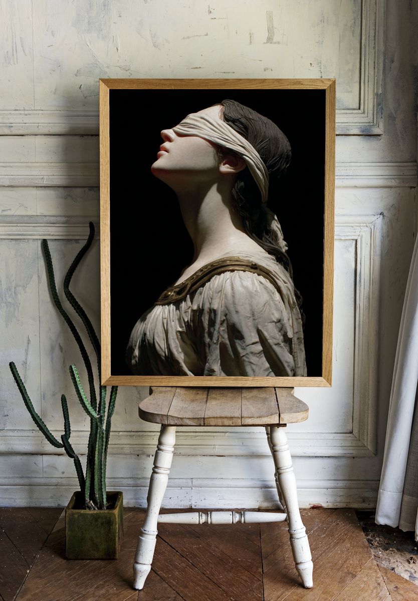 Blindfolded Classical Bust Print. — room view 1