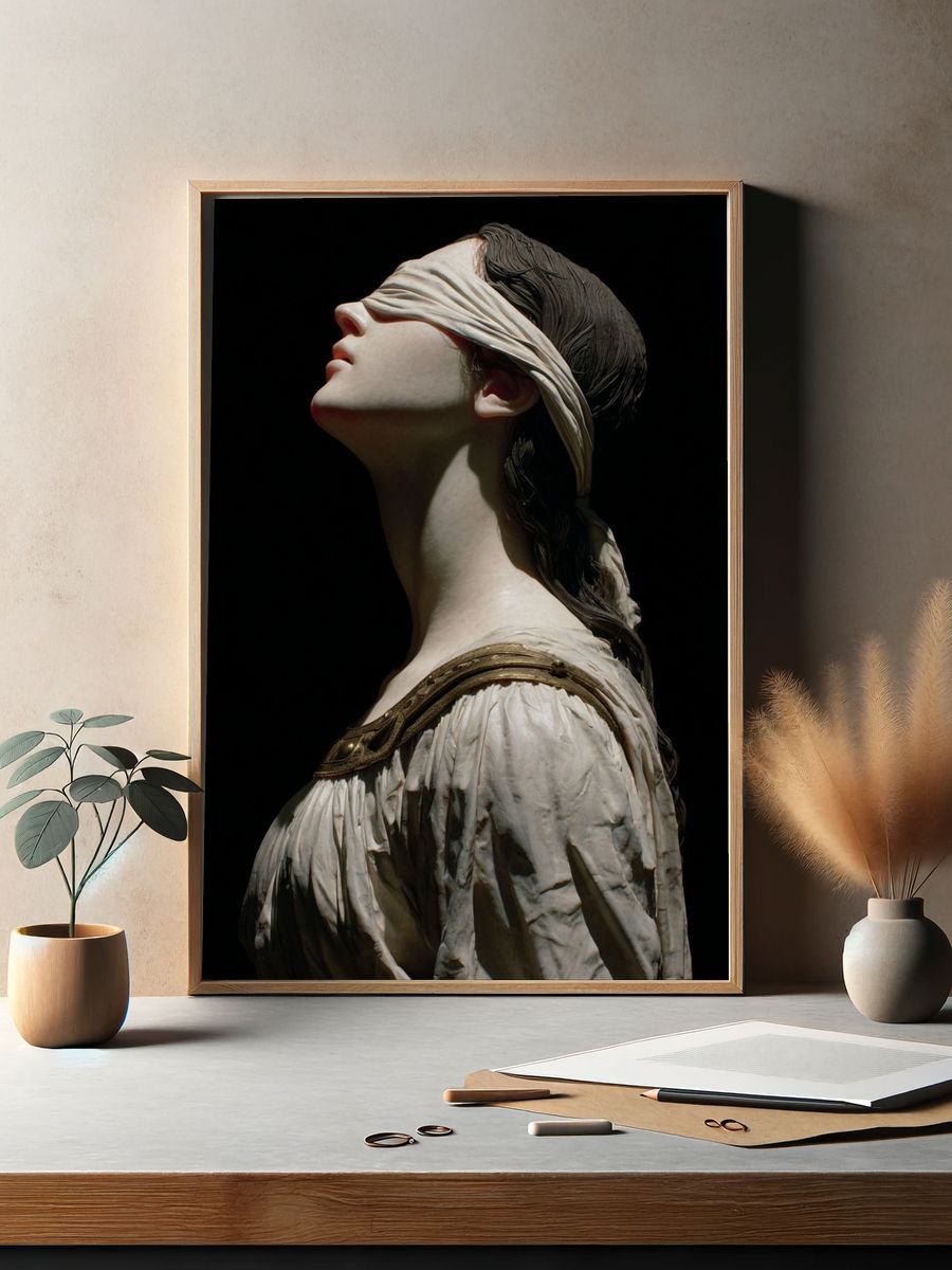 Blindfolded Classical Bust Print. — room view 2