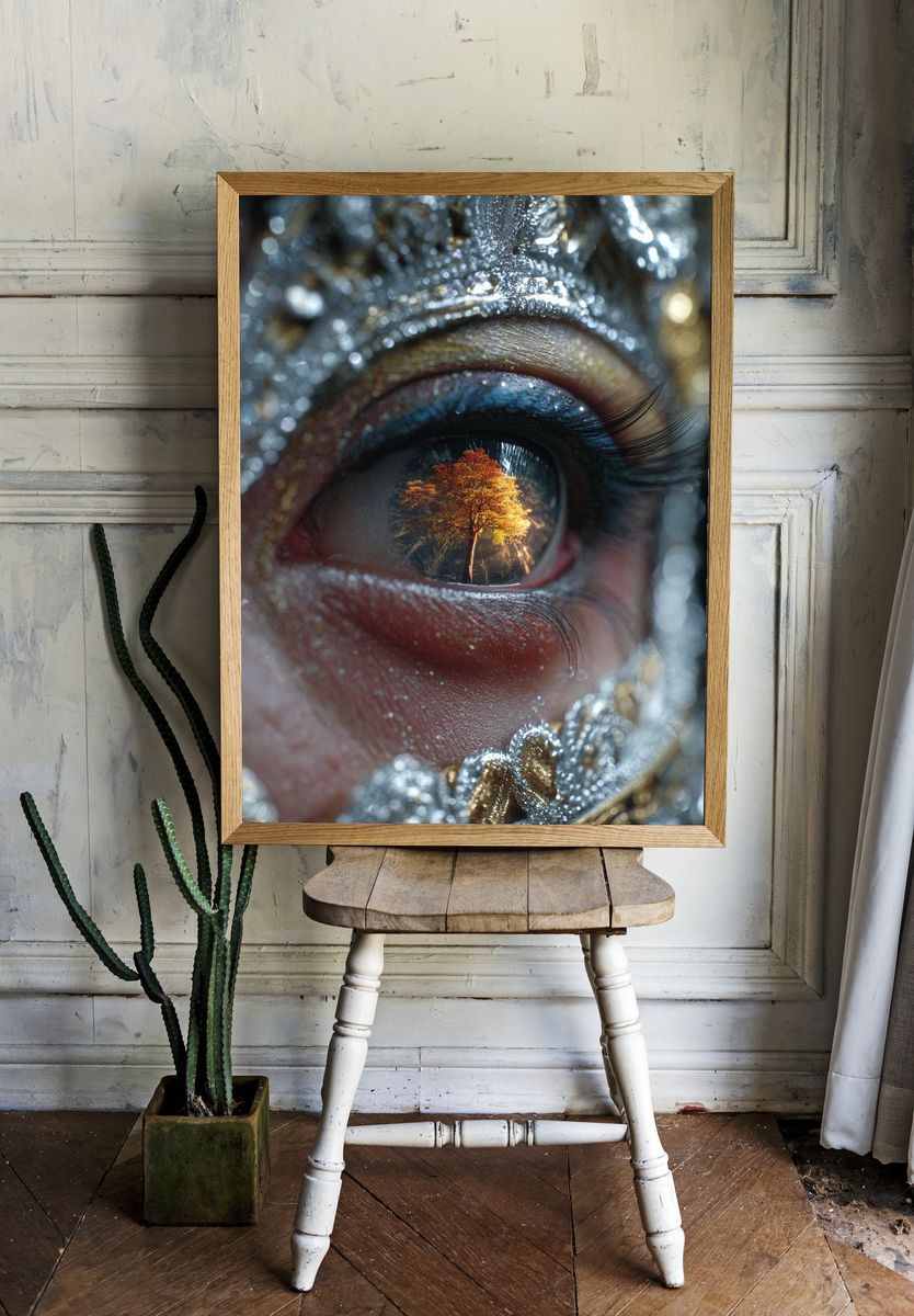 Autumn Tree Eye Surrealism Print. — room view 1