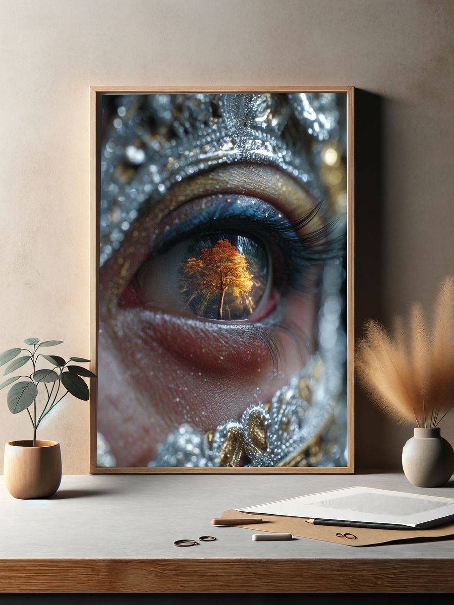 Autumn Tree Eye Surrealism Print. — room view 2