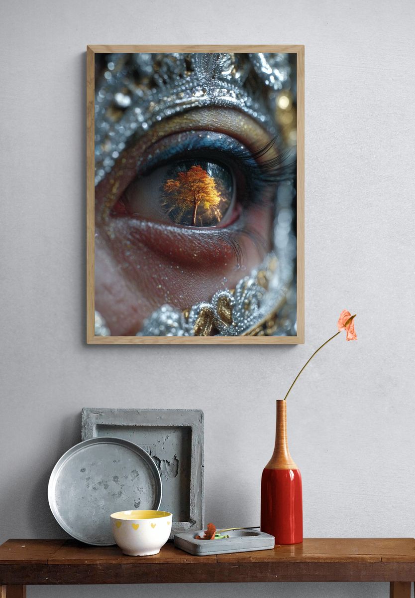 Autumn Tree Eye Surrealism Print. — room view 3