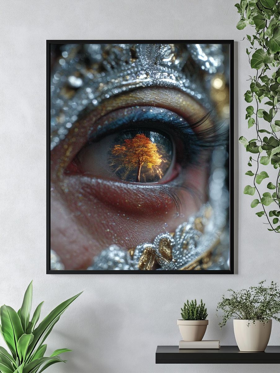 Autumn Tree Eye Surrealism Print. — room view 4