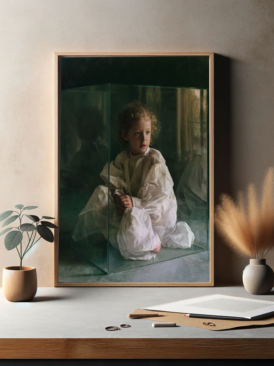 Child in Glass Box Fine-Art Poster. — room view 2
