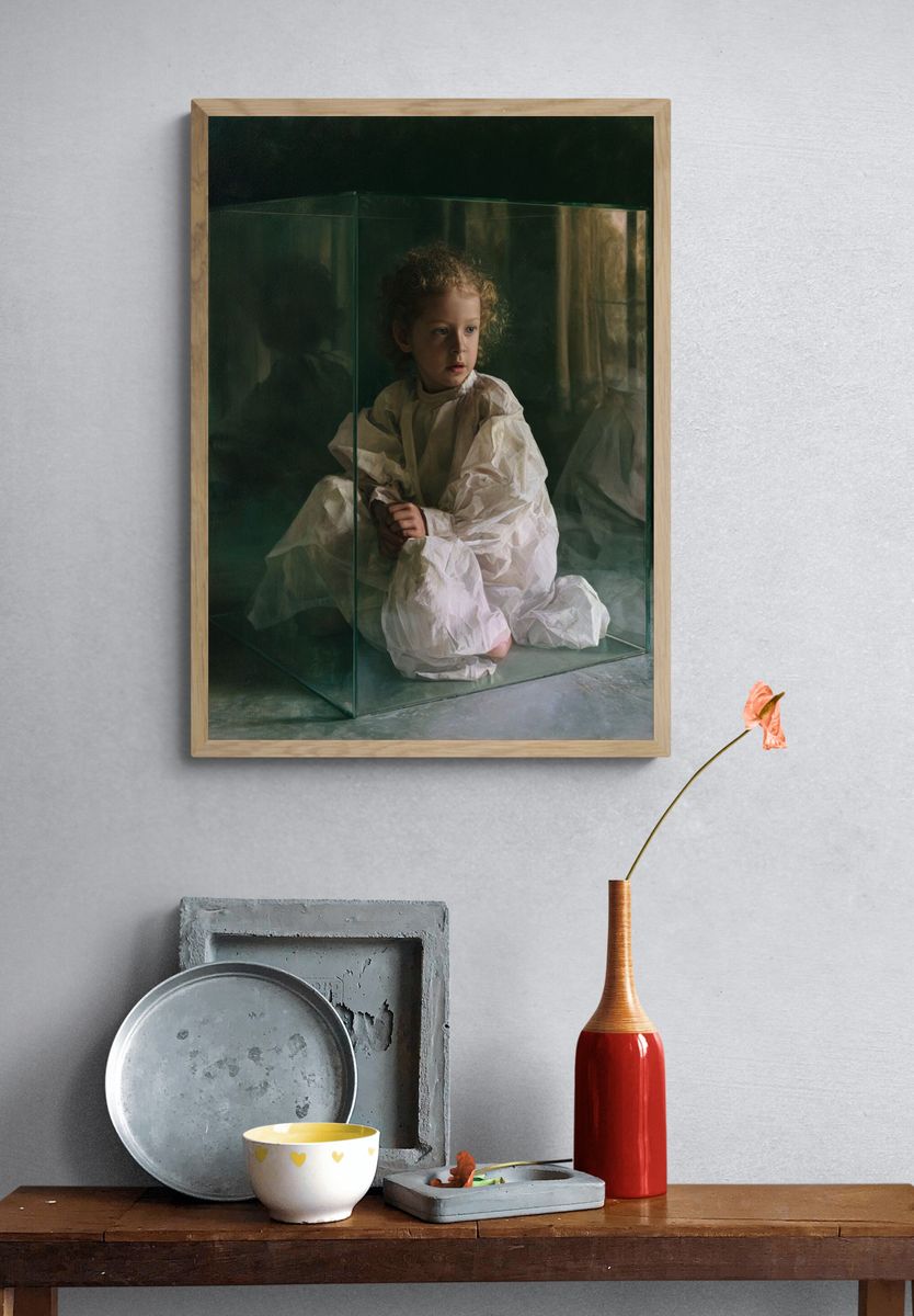 Child in Glass Box Fine-Art Poster. — room view 3