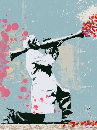 Banksy-Style Protest Art Print.