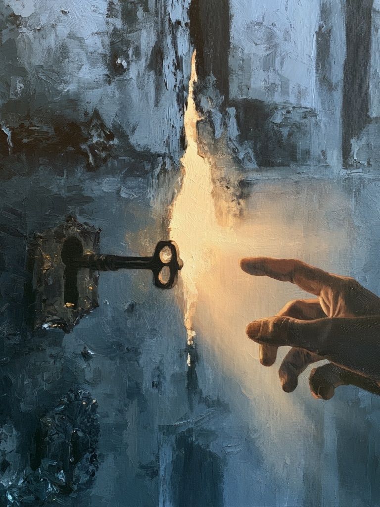 Hand Reaching for Light Fine-Art Poster. poster detail