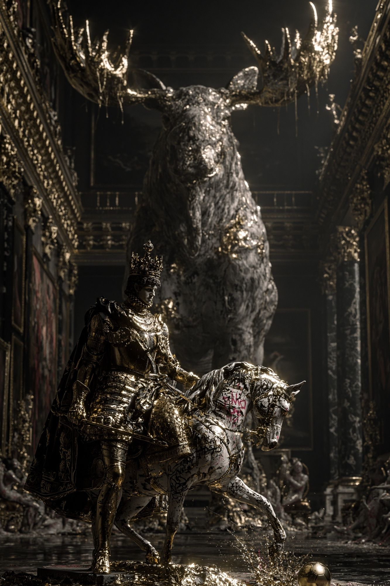 Gilded Knight and Horse Poster. poster — fine-art art