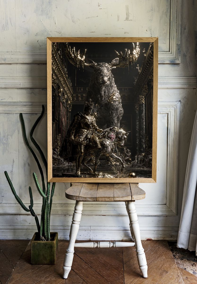 Gilded Knight and Horse Poster. room preview
