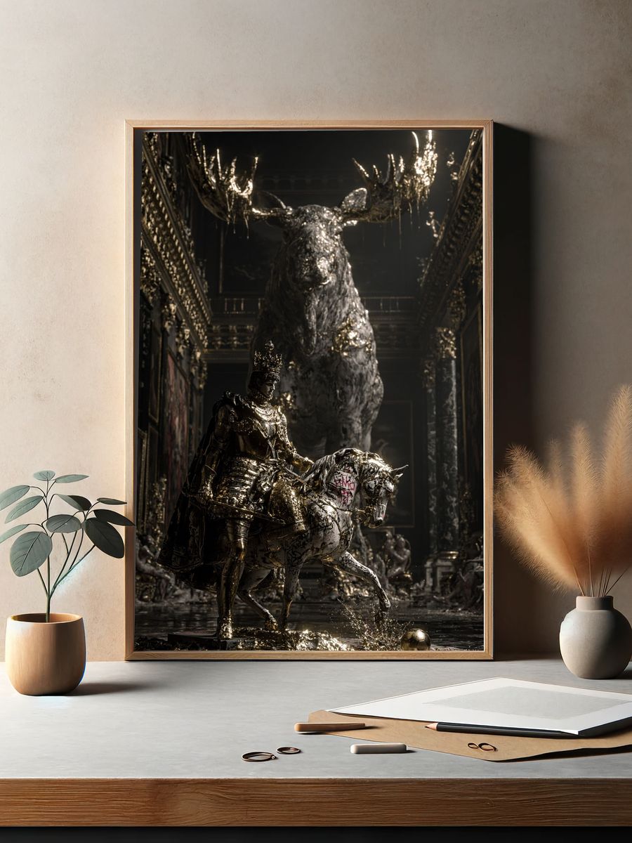 Gilded Knight and Horse Poster. — room view 2