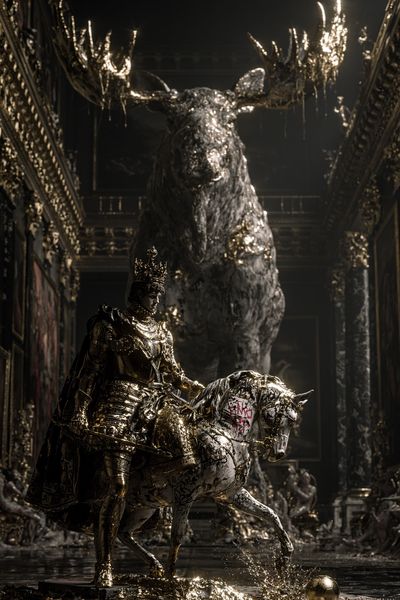 Gilded Knight and Horse Poster. poster