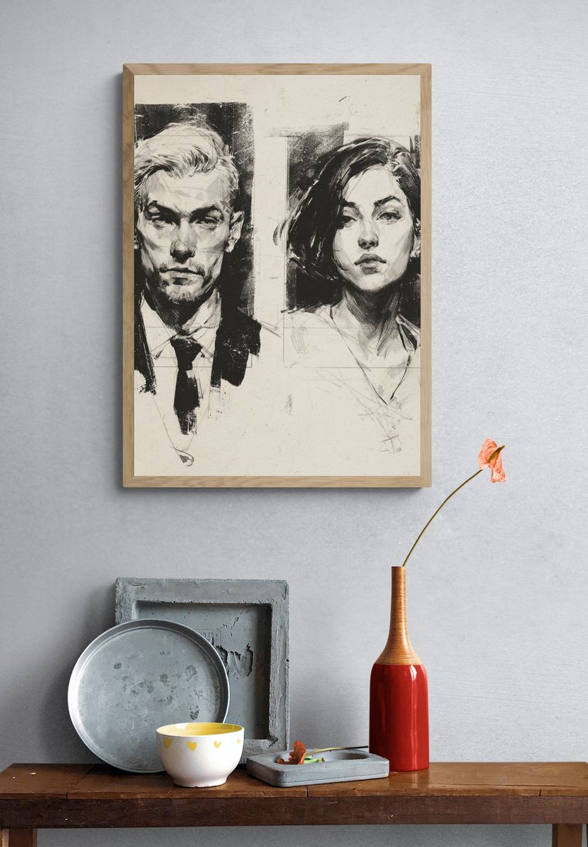 Dual Portrait Ink Poster. — room view 3