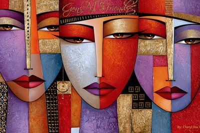 Abstract Faces Fine-Art Poster.