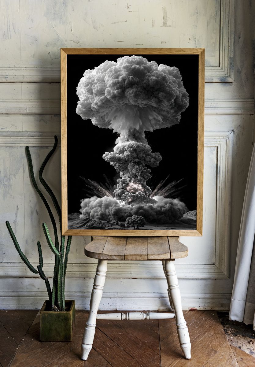 Atomic Mushroom Cloud Surreal Print. — room view 1
