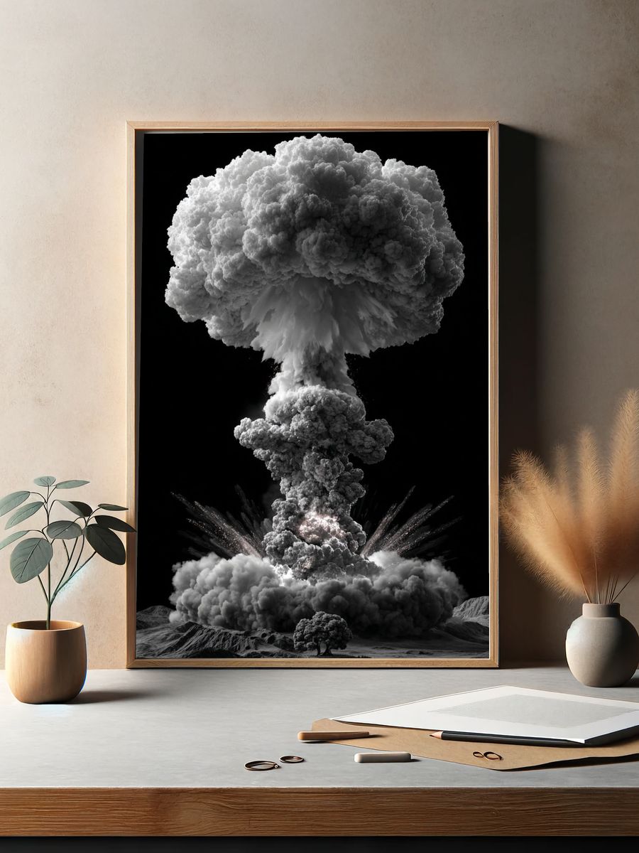 Atomic Mushroom Cloud Surreal Print. — room view 2