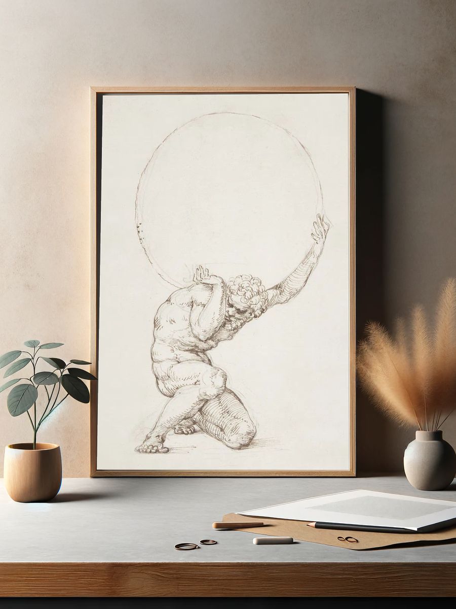 Crouching Figure Atlas (1481–1536), vintage. — room view 2