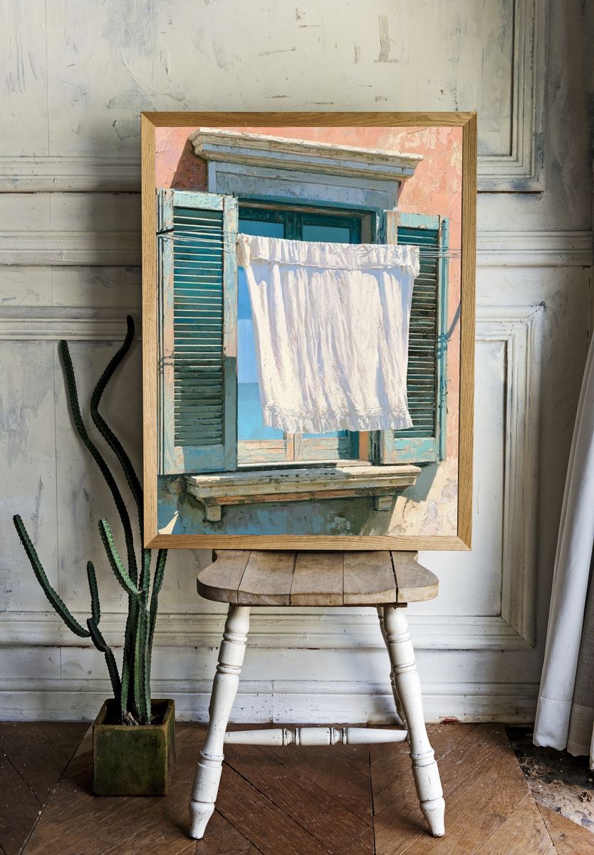 Mediterranean Window Laundry Print. room preview
