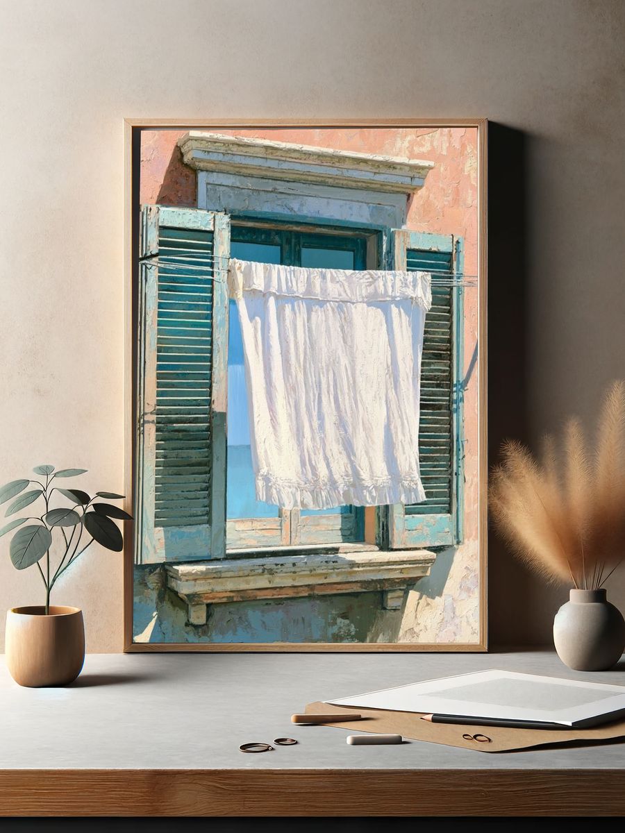 Mediterranean Window Laundry Print. — room view 2