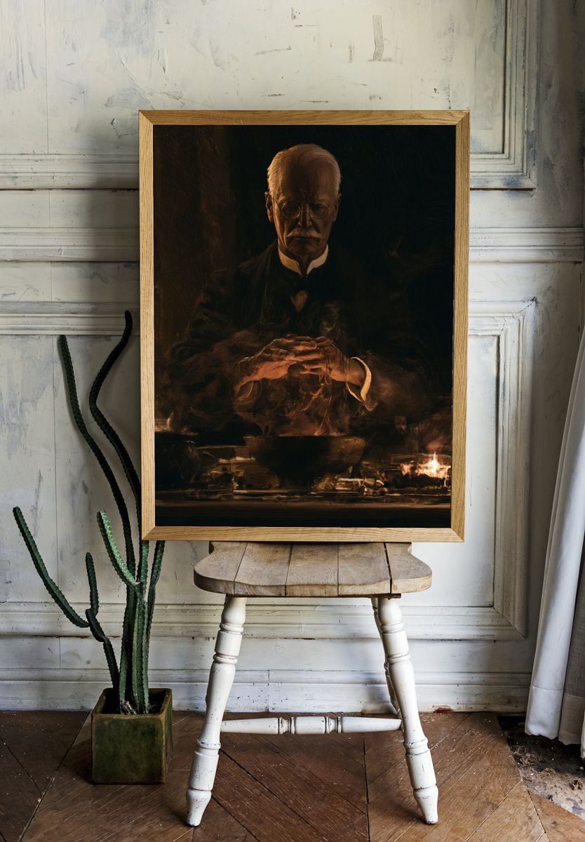 Dark Portrait of an Elderly Man Poster. room preview