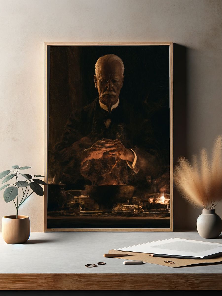 Dark Portrait of an Elderly Man Poster. — room view 2