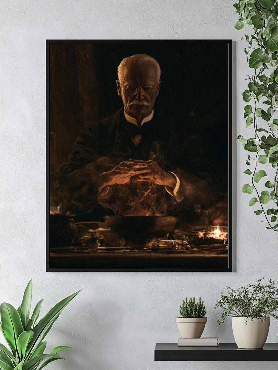 Dark Portrait of an Elderly Man Poster. — room view 4