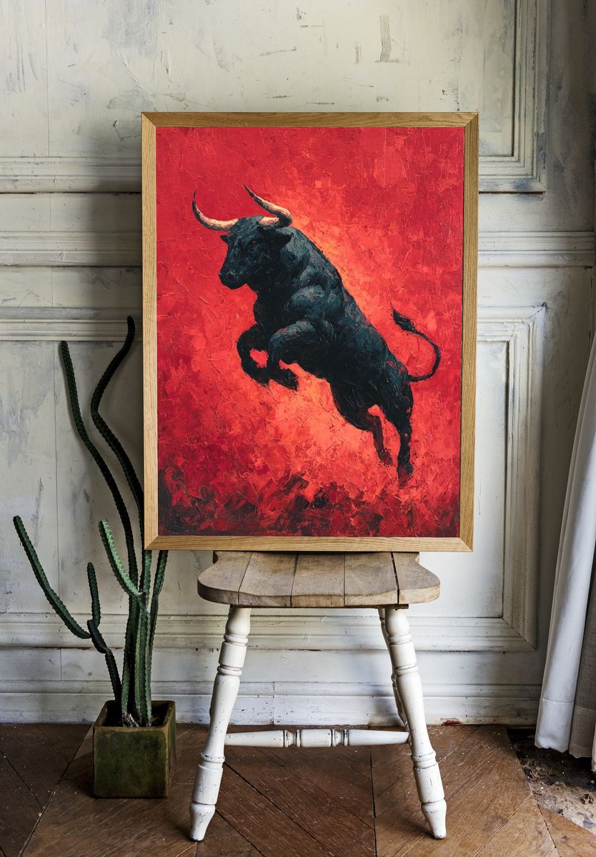 Charging Bull Contemporary Print. room preview