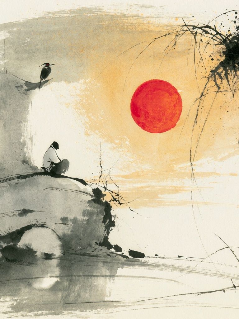 Zen Ink Landscape Poster. poster — fine-art art