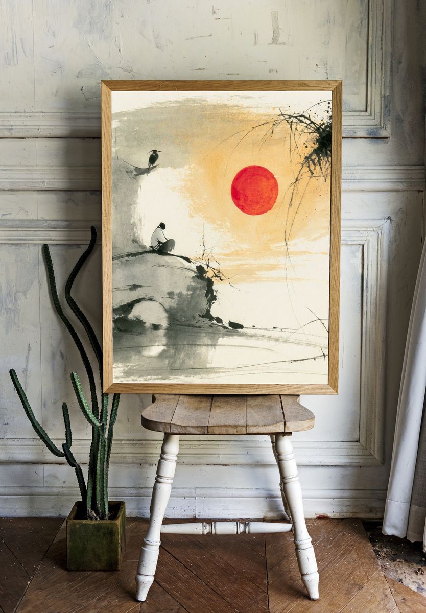 Zen Ink Landscape Poster. room preview