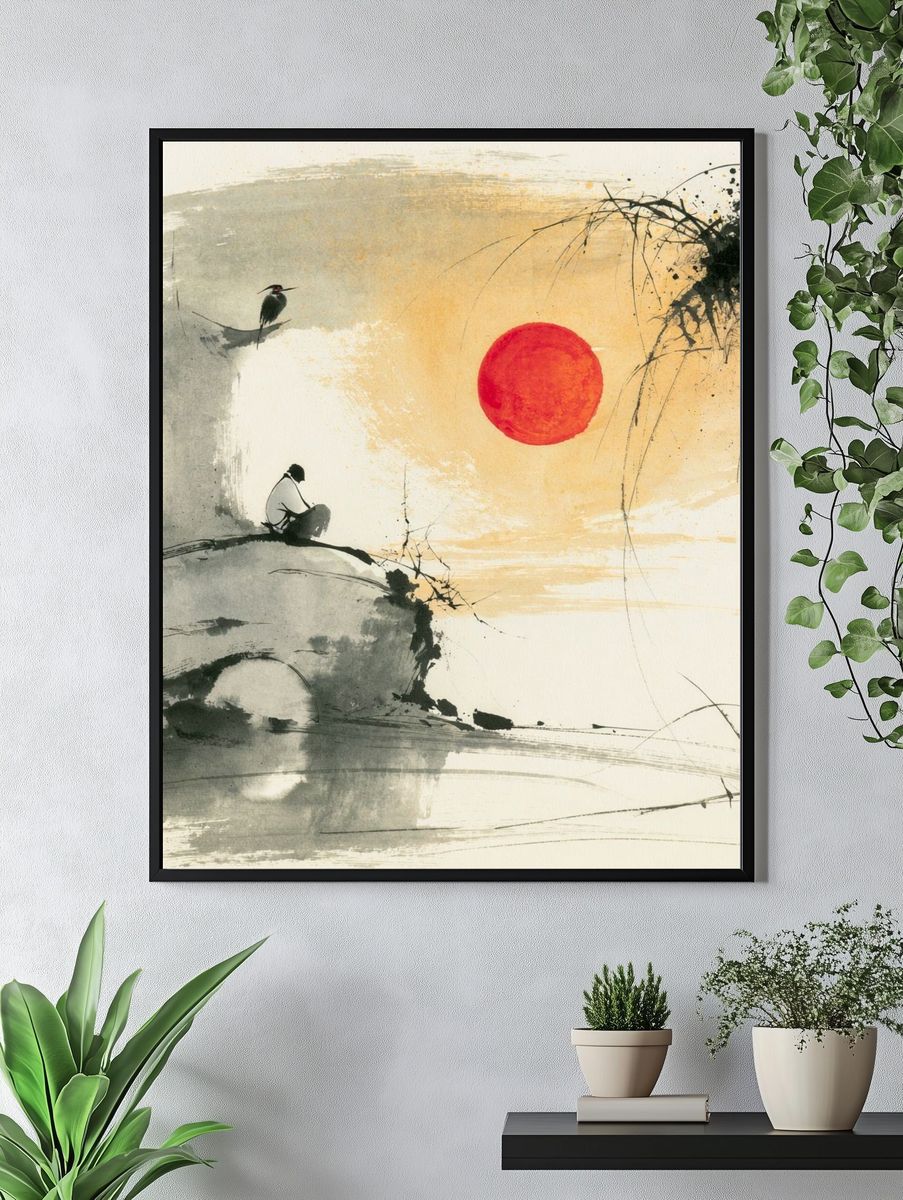 Zen Ink Landscape Poster. — room view 4