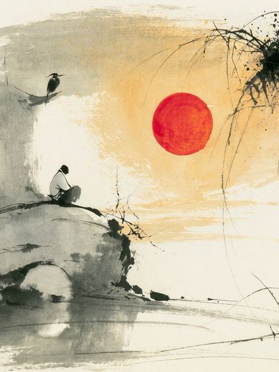 Zen Ink Landscape Poster. poster