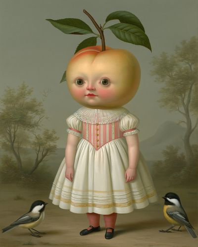 Peach Child Surrealism Print.