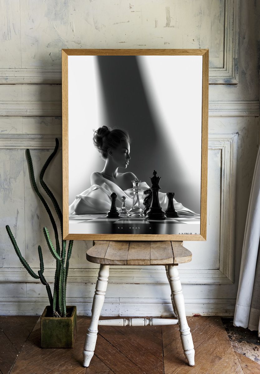 Chess Queen Surreal Print. room preview