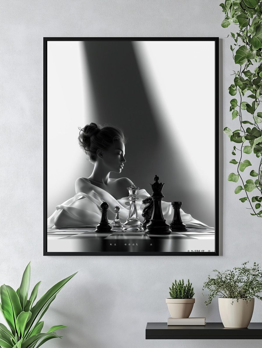 Chess Queen Surreal Print. — room view 4