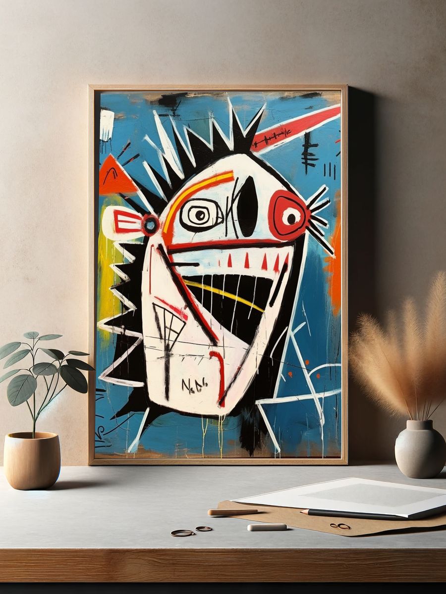 Abstract Face Street-Art Poster. — room view 2