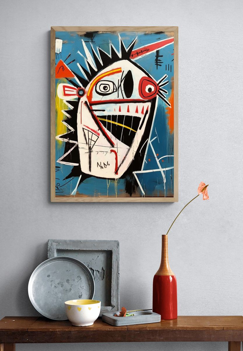 Abstract Face Street-Art Poster. — room view 3