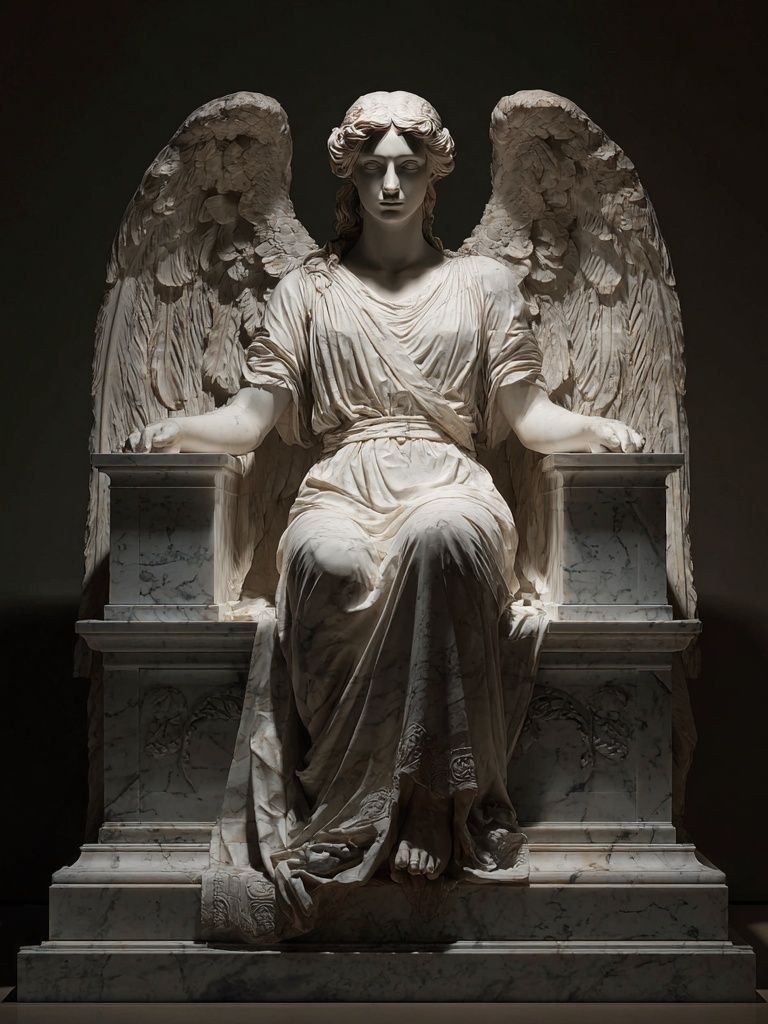Marble Angel Sculpture Print. poster — fine-art art