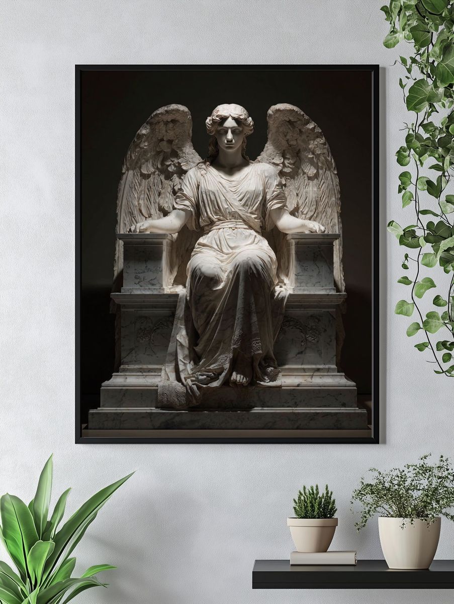 Marble Angel Sculpture Print. — room view 4
