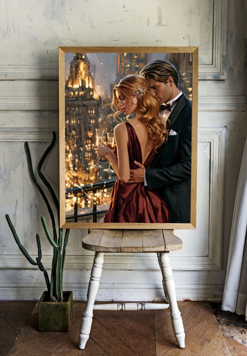 Romantic City Balcony — Fine-Art Print. — room view 1