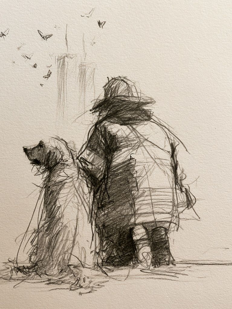 Dog and Child Sketch Poster. poster — fine-art art