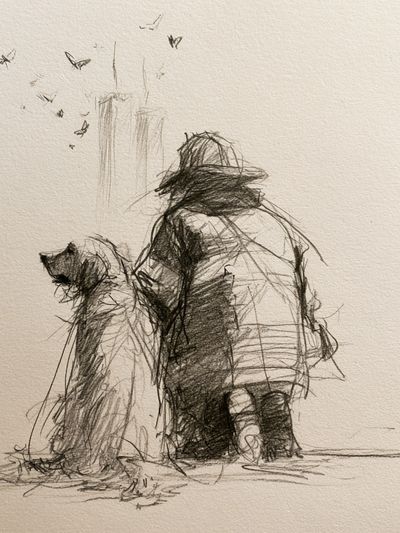 Dog and Child Sketch Poster. poster